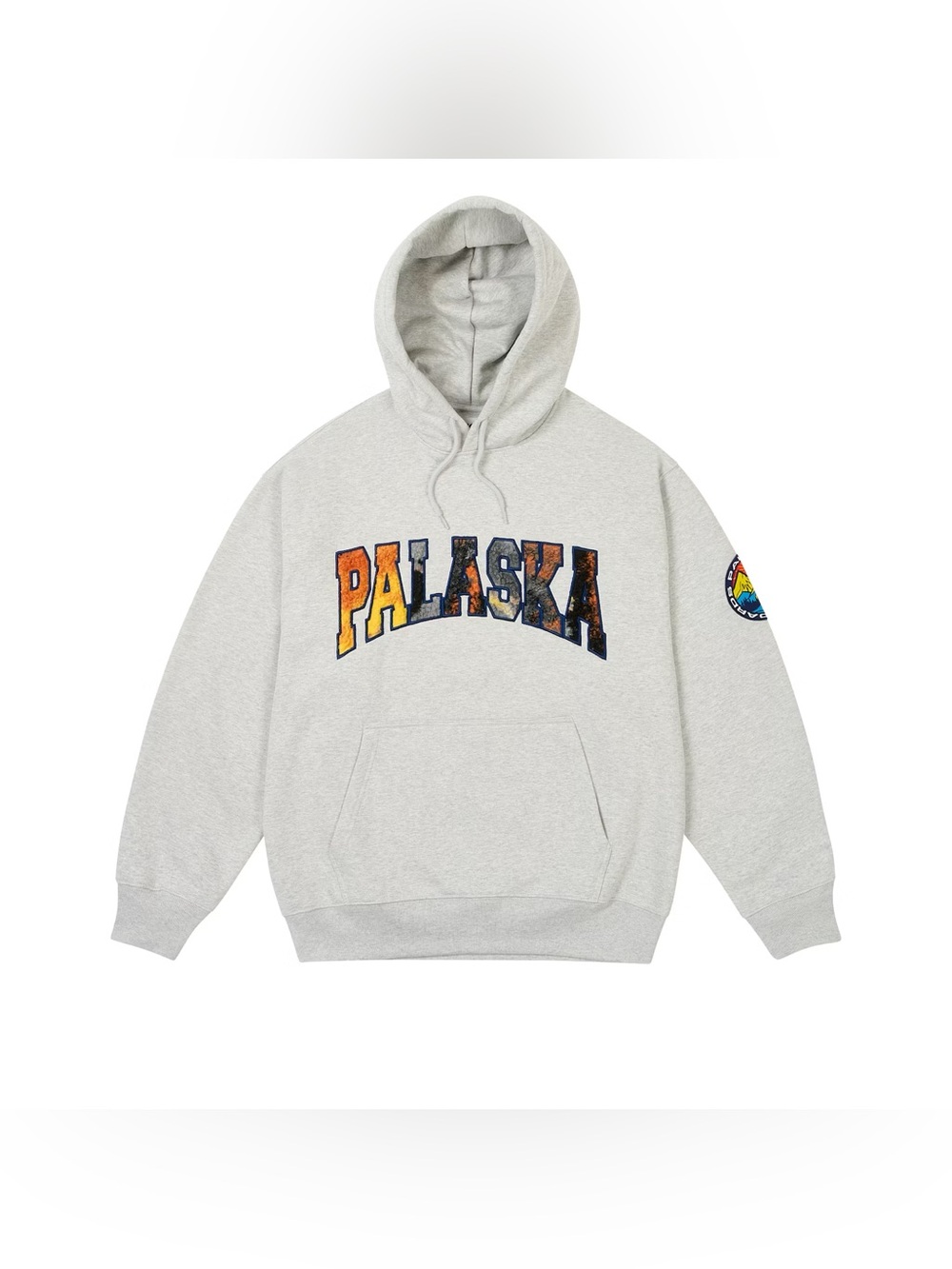Palace Appalachian Hood Grey Marl Graphic Logo Hooded Sweatshirt ‘Palaska’ Large